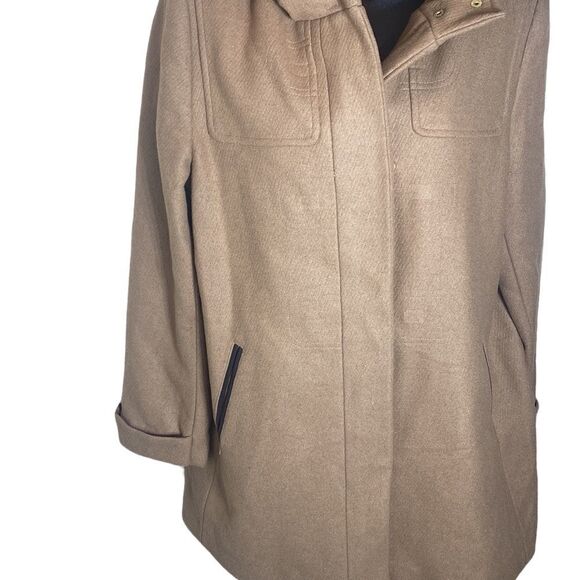 Cole haan signature jacket 12 wool heavy zip/button front faux fur hood jacket - Picture 3 of 9